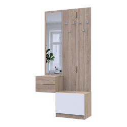 Hallway Sola 2+3 Sonoma oak / white chipboard / mirror 105x40x215 (42005148)